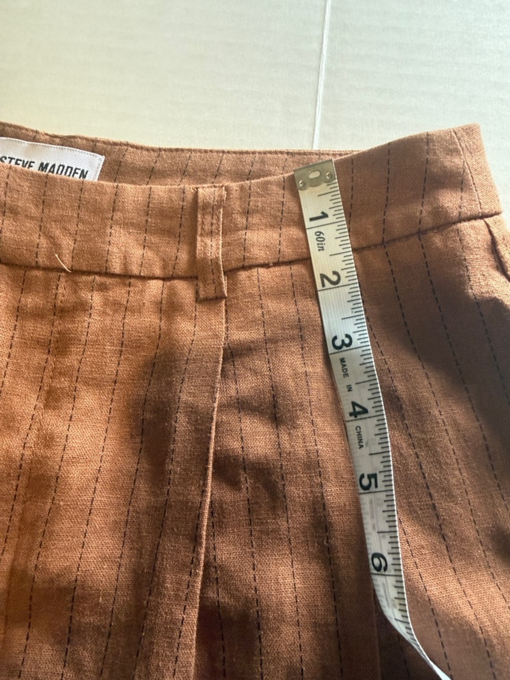 Steve Madden Rust Pinstripe High-Rise Shorts S - Picture 11 of 11